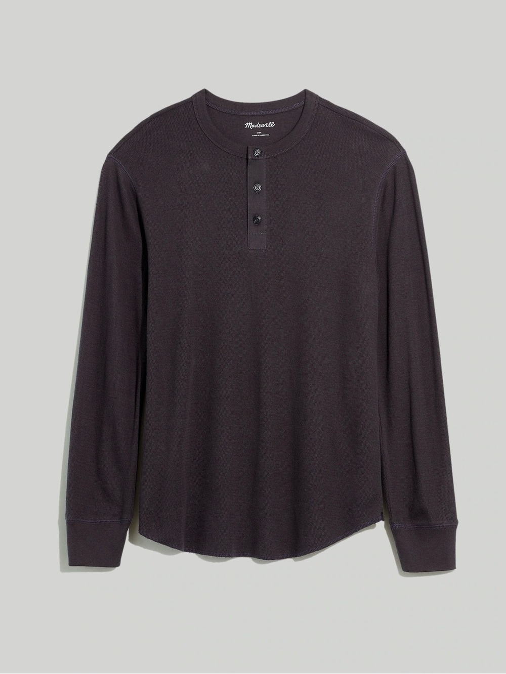 Madewell Top Men’s Thermal Henley Tee Long Sleeve Cotton Dark Gray Sz XS NWT New
